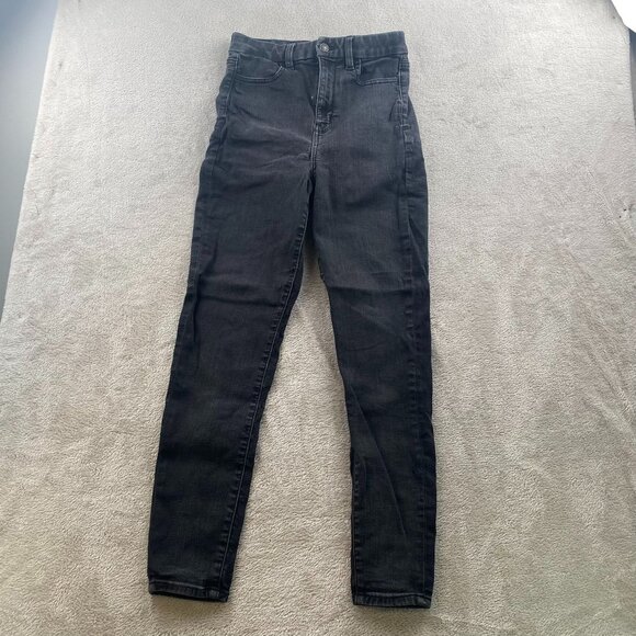 American Eagle Womens Jeans 26 Measured High Rise Skinny Jeggings Black Denim - Picture 14 of 16